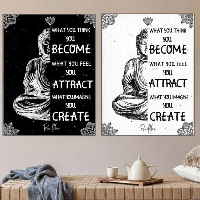 Buddha Wall Art Poster Zen Quote Canvas Print Modern Abstract Decor | Buddhive