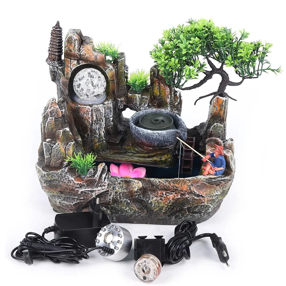 Zen Water Fountain Indoor LED Tabletop - Paradise Corner Relaxation Decor | Buddhive