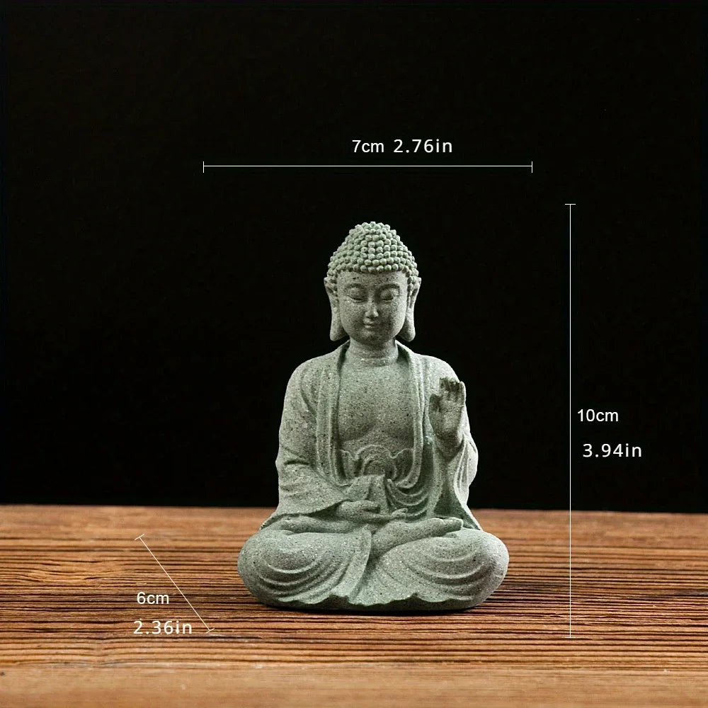 Green Sandstone Buddha Statue - Hand-Carved Meditation Figurine for Home & Altar | Buddhive
