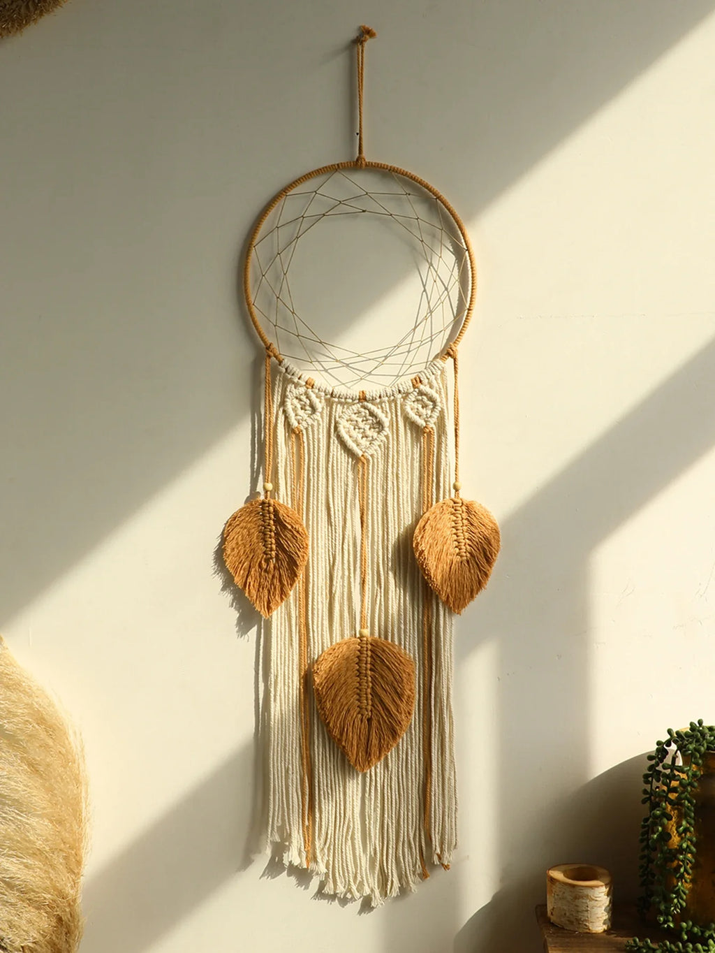 Macrame Dreamcatcher Lotus Wall Hanging - Handwoven Bohemian Buddhist Decor | Buddhive