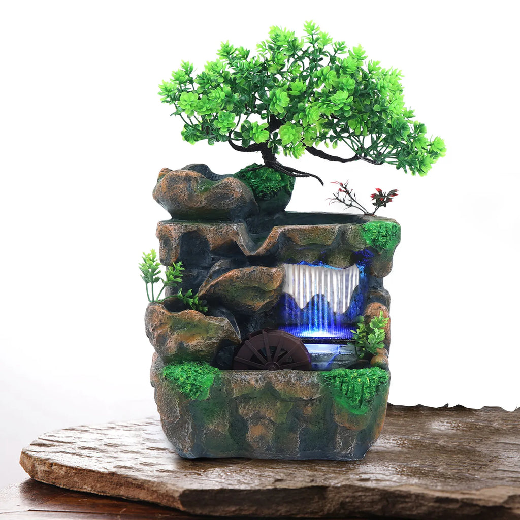 Indoor Zen Fountain with LED Lights - Tabletop Water Fountain for Meditation & Home Decor | Buddhive