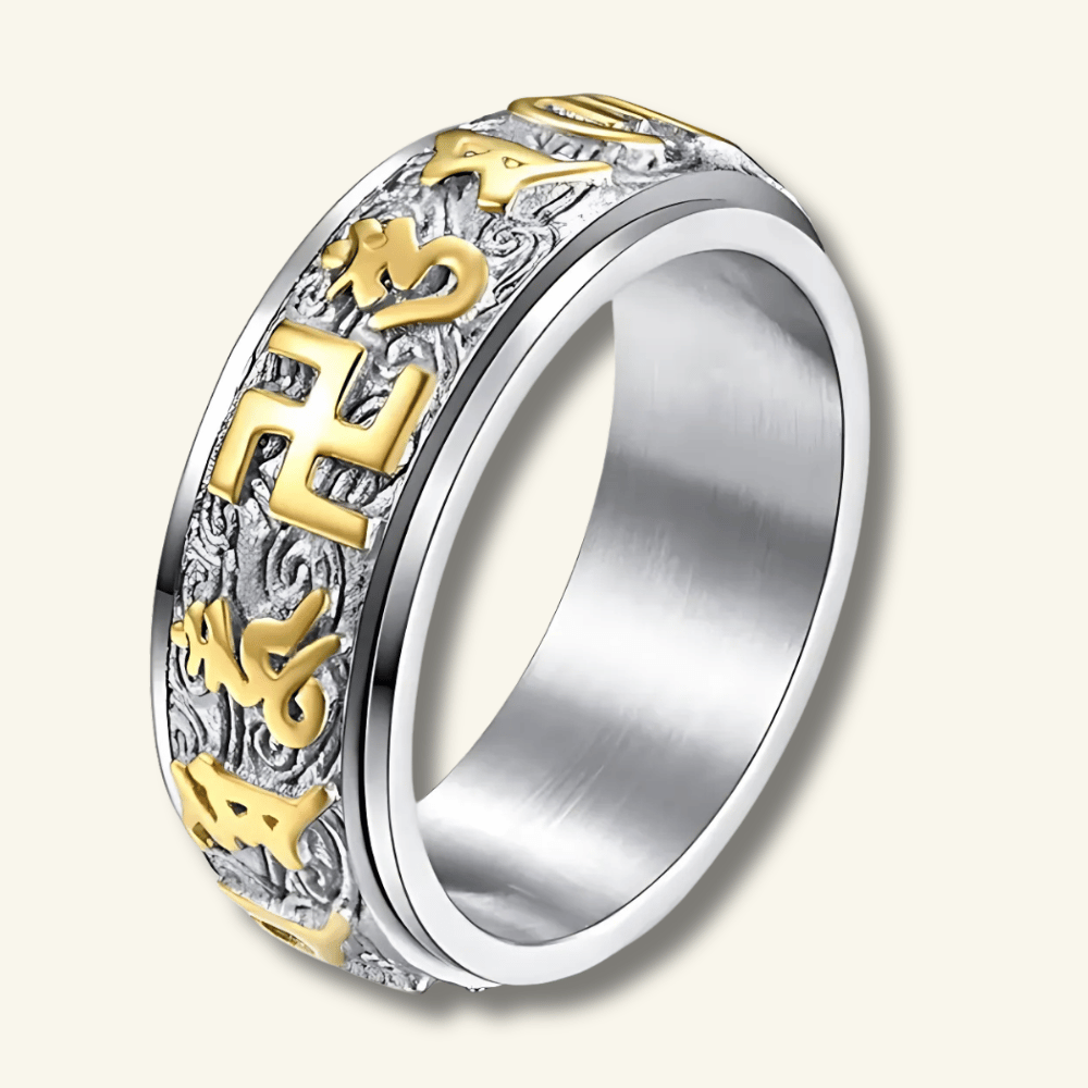 Silver Buddhist Mantra Ring