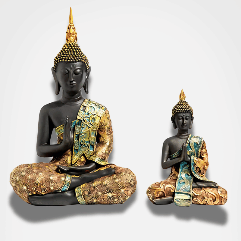 Thai Buddha Statue - Hand-Painted Black & Gold Resin - Traditional Thailand Style | Buddhive