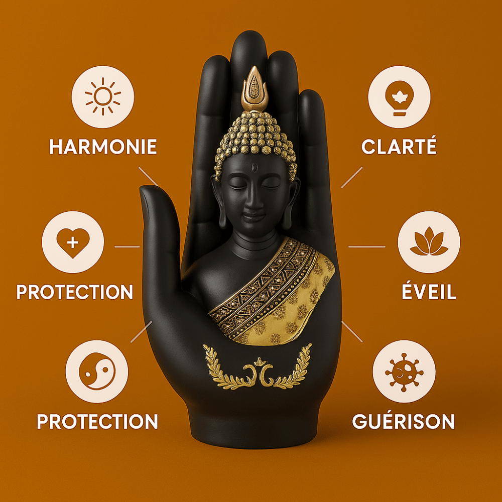 Buddha Hand Statue Resin Wood Finish - Zen Meditation Decor 7 Inch | Buddhive