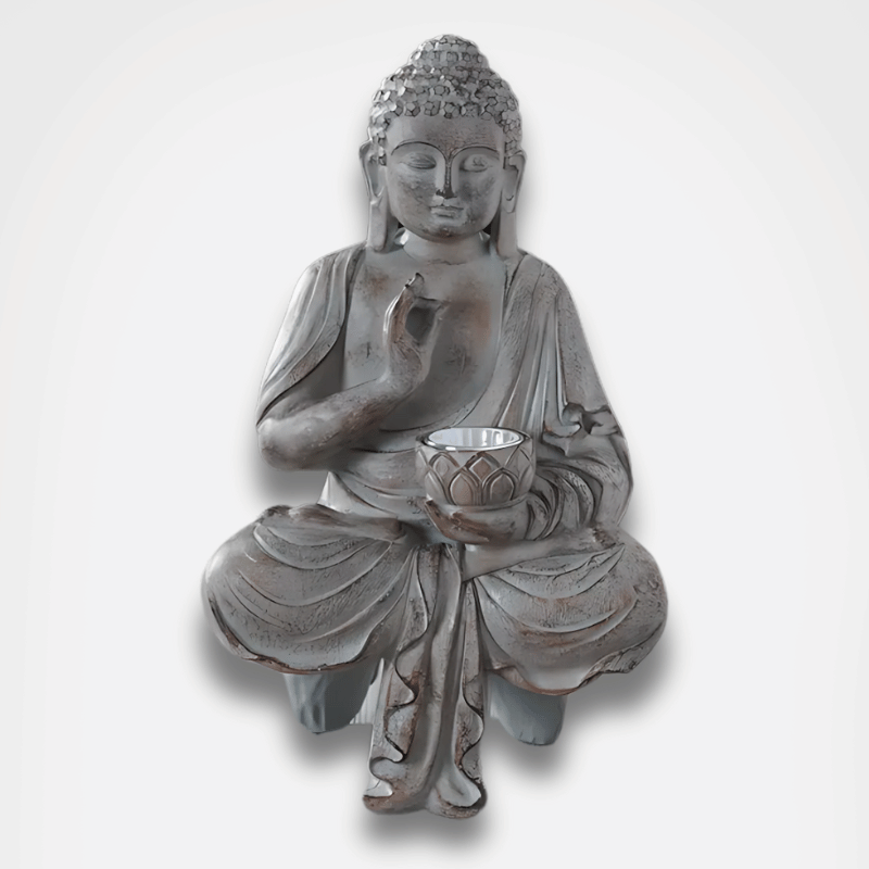 Solar Buddha Statue for Outdoor Garden - LED Light Resin 10.6" Zen Decor | Buddhive