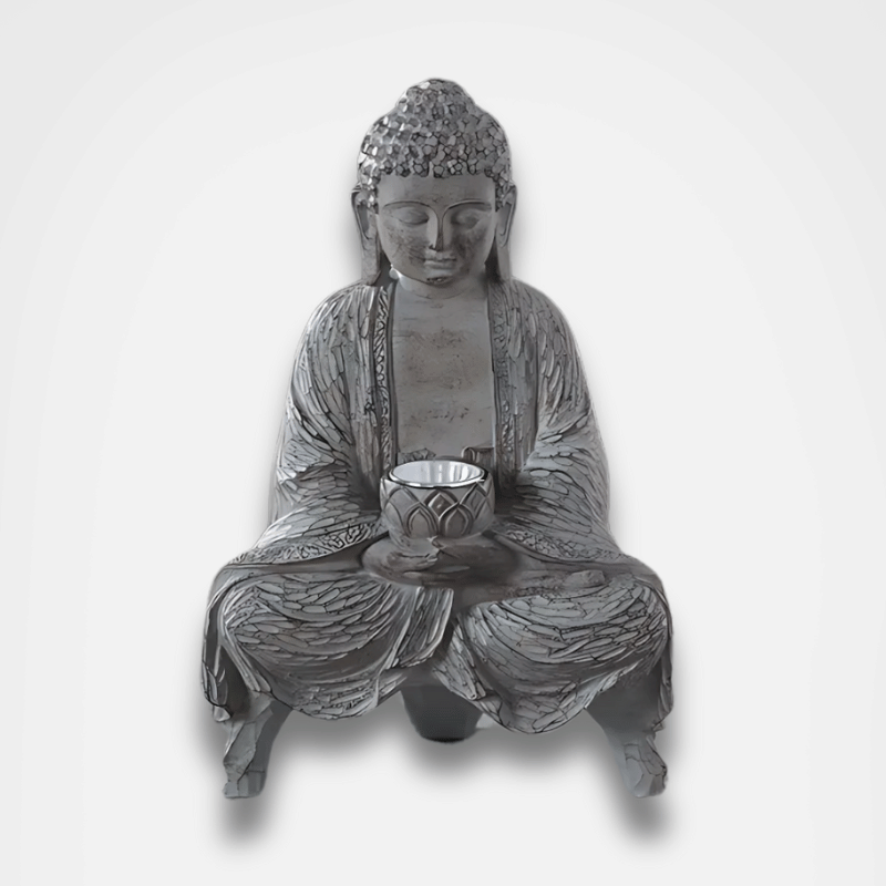 Solar Buddha Statue for Outdoor Garden - LED Light Resin 10.6" Zen Decor | Buddhive