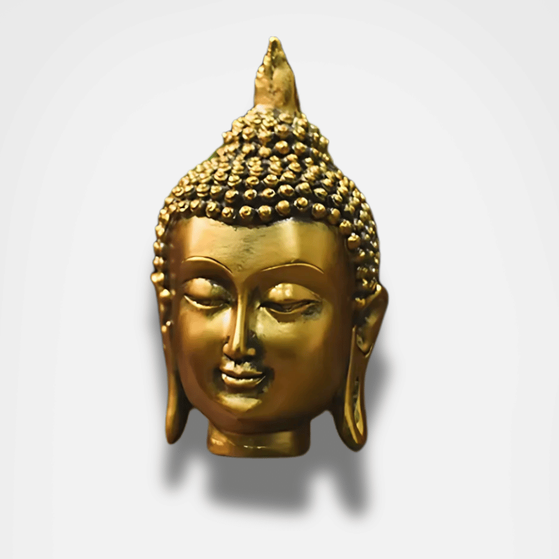 Golden Buddha Head Statue - 4" Resin Buddhist Decor for Home Altar & Meditation | Buddhive