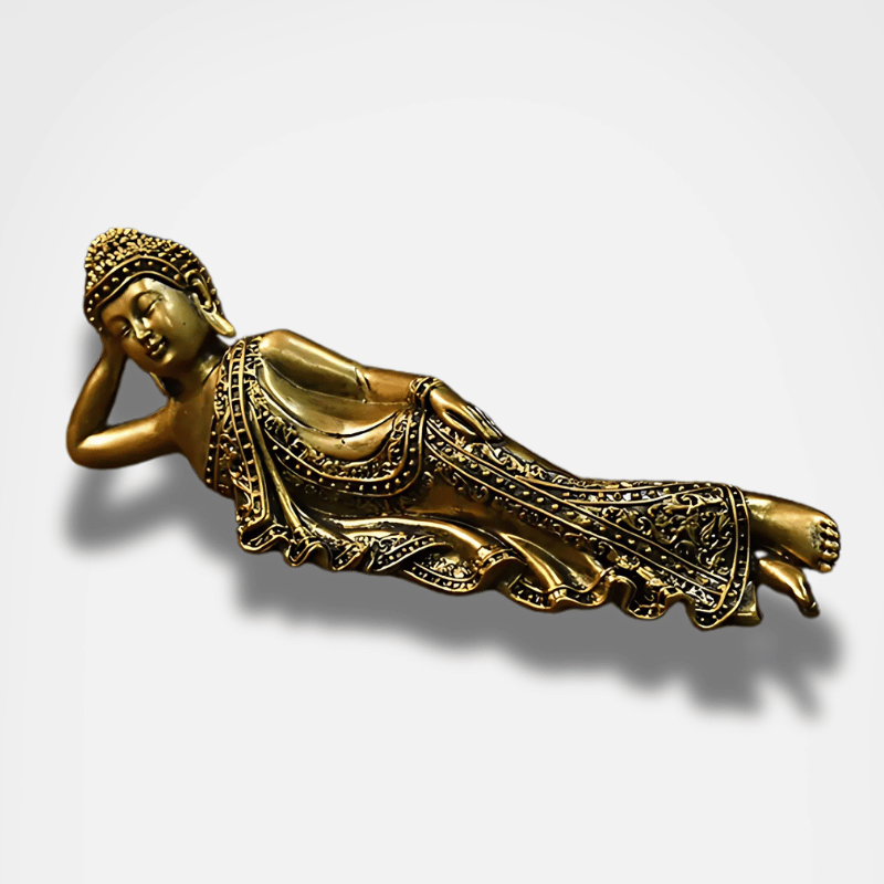 Reclining Buddha Statue Resin Gold Finish - Peaceful Home Decor & Meditation | Buddhive