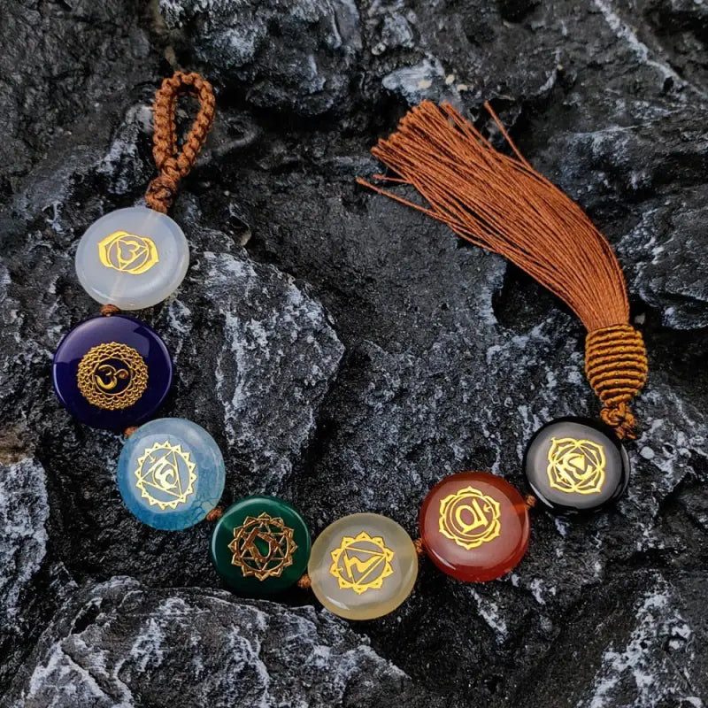 7 Chakra Amulet Keychain - Natural Gemstone Energy Balancing Charm | Buddhive