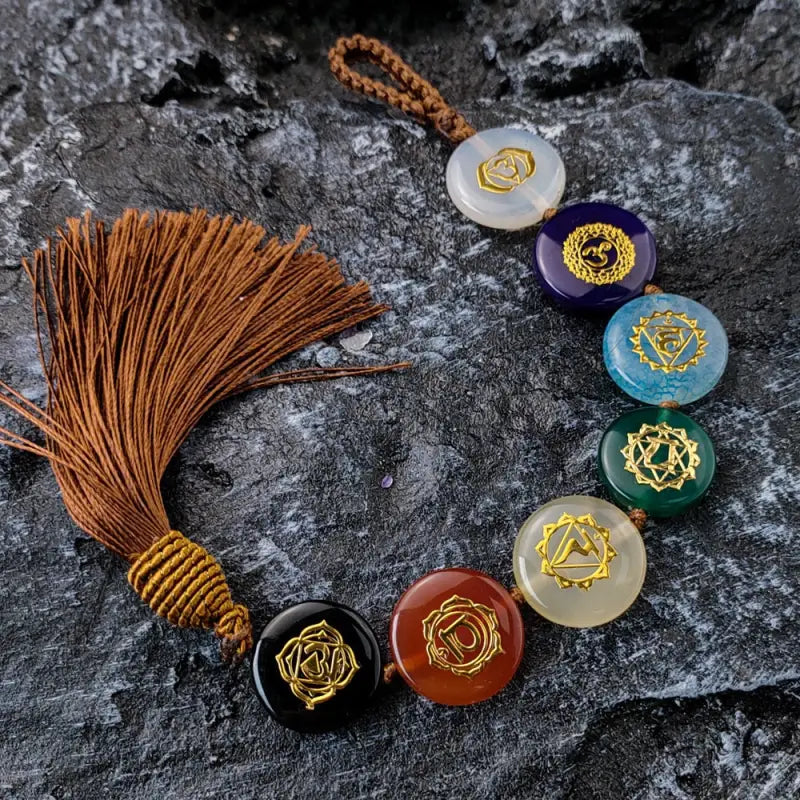7 Chakra Amulet Keychain - Natural Gemstone Energy Balancing Charm | Buddhive