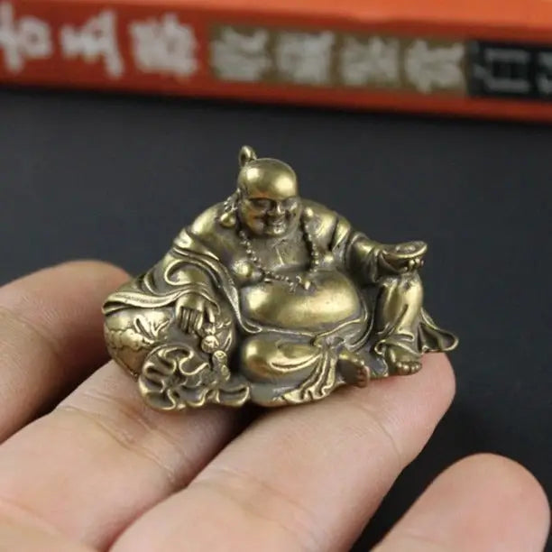 Laughing Buddha Amulet Keychain Pendant - Pure Copper Buddhist Charm for Good Luck | Buddhive