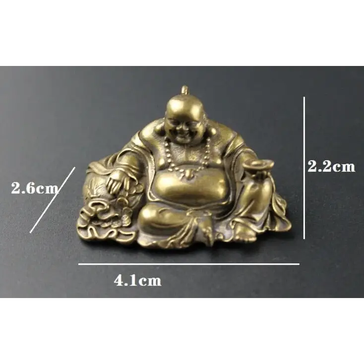 Laughing Buddha Amulet Keychain Pendant - Pure Copper Buddhist Charm for Good Luck | Buddhive