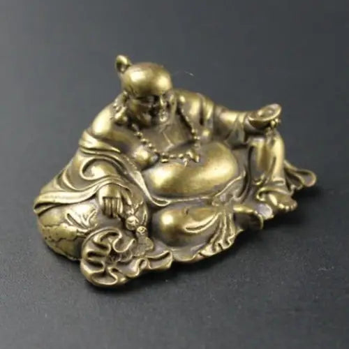 Laughing Buddha Amulet Keychain Pendant - Pure Copper Buddhist Charm for Good Luck | Buddhive