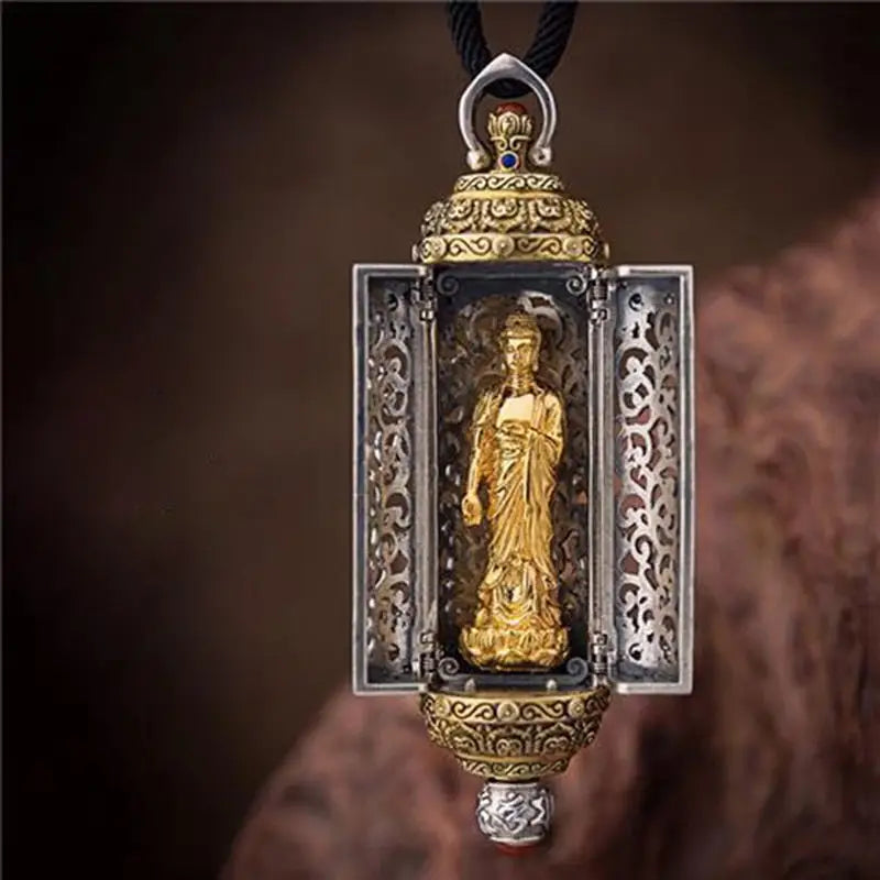 Buddha Amulet Pendant - Silver Buddhist Protection Necklace - Spiritual Jewelry | Buddhive
