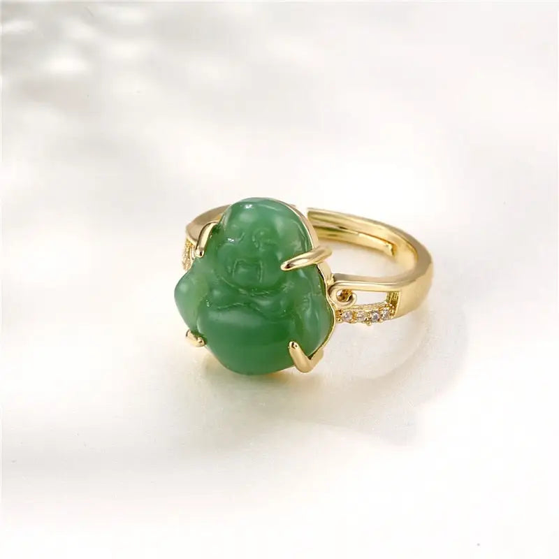 Buddha Ring Jade Stone - Natural Gemstone Buddhist Ring for Spiritual Growth | Buddhive
