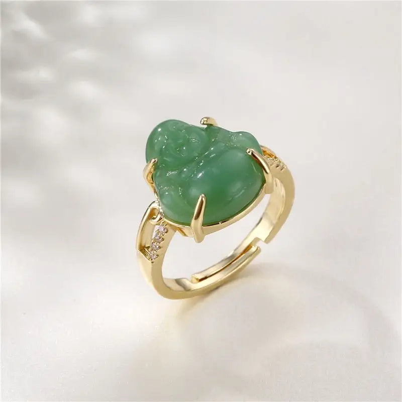 Buddha Ring Jade Stone - Natural Gemstone Buddhist Ring for Spiritual Growth | Buddhive