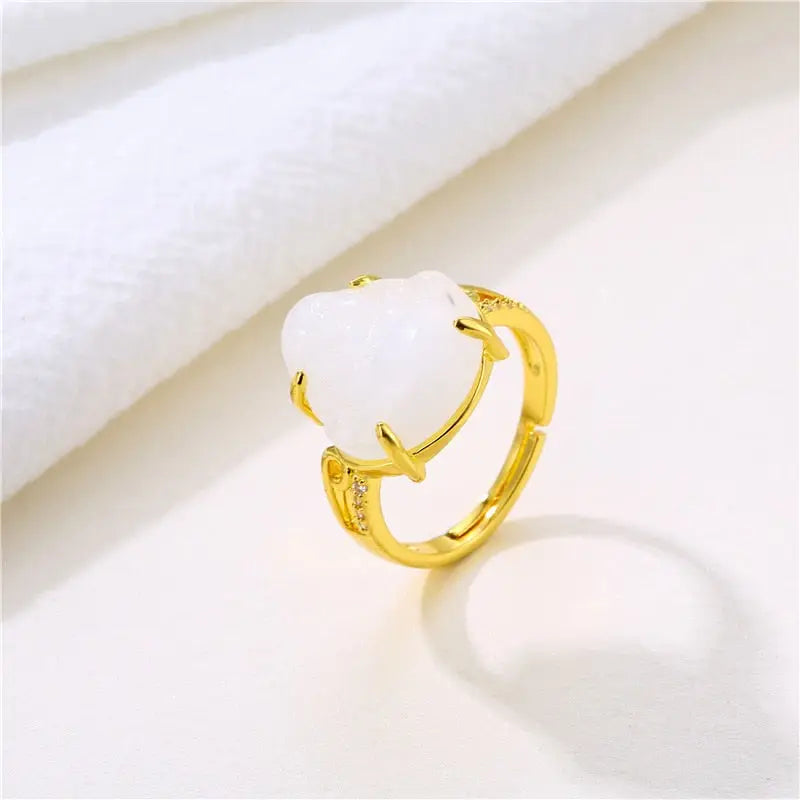 Buddha Ring Jade Stone - Natural Gemstone Buddhist Ring for Spiritual Growth | Buddhive