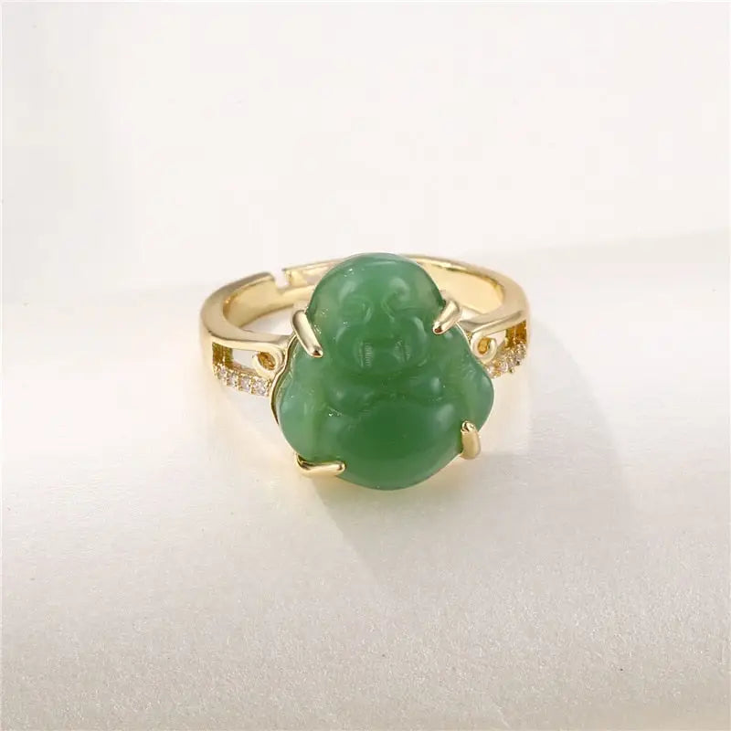 Buddha Ring Jade Stone - Natural Gemstone Buddhist Ring for Spiritual Growth | Buddhive