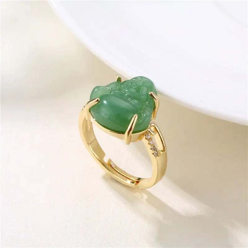 Buddha Ring Jade Stone - Natural Gemstone Buddhist Ring for Spiritual Growth | Buddhive