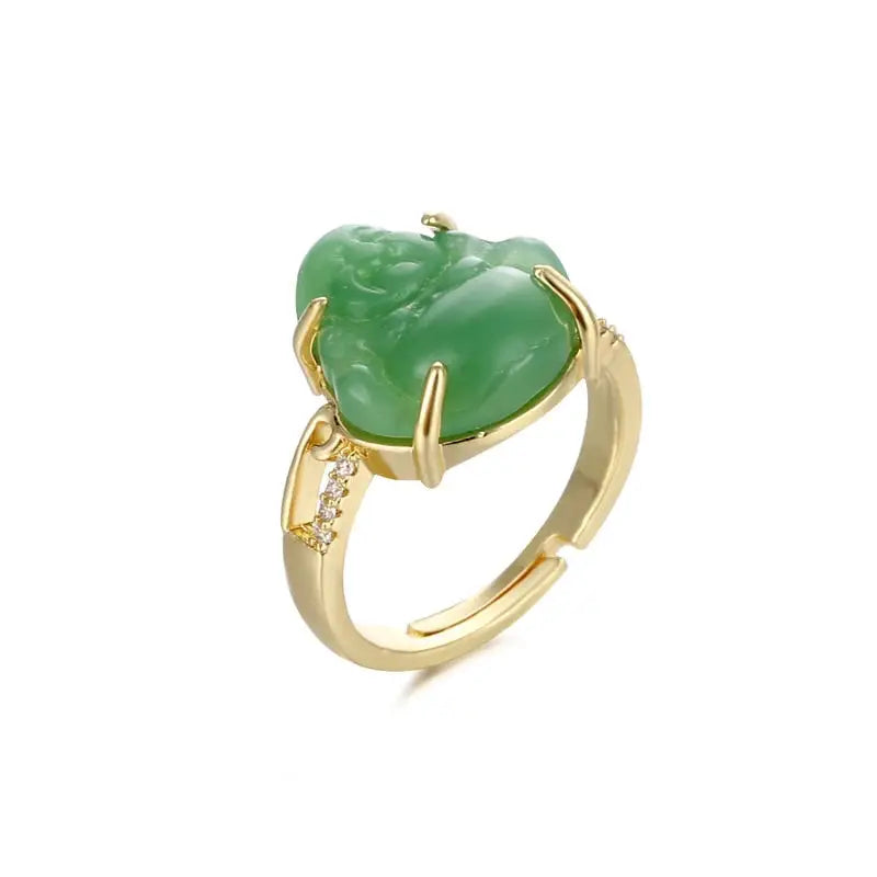 Buddha Ring Jade Stone - Natural Gemstone Buddhist Ring for Spiritual Growth | Buddhive