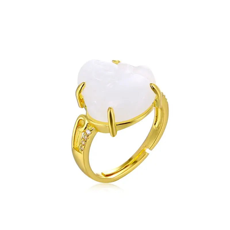 Buddha Ring Jade Stone - Natural Gemstone Buddhist Ring for Spiritual Growth | Buddhive