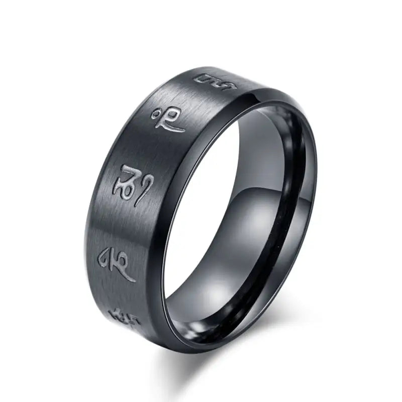 Buddhist Ring Men Stainless Steel 8mm Band - Spiritual Meditation Jewelry | Buddhive