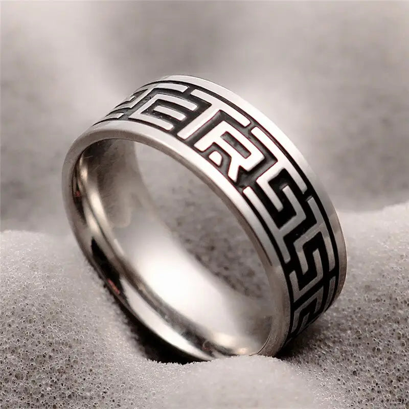 Buddhist Grounding Ring Stainless Steel 8mm Adjustable | Spiritual Meditation Jewelry | Buddhive