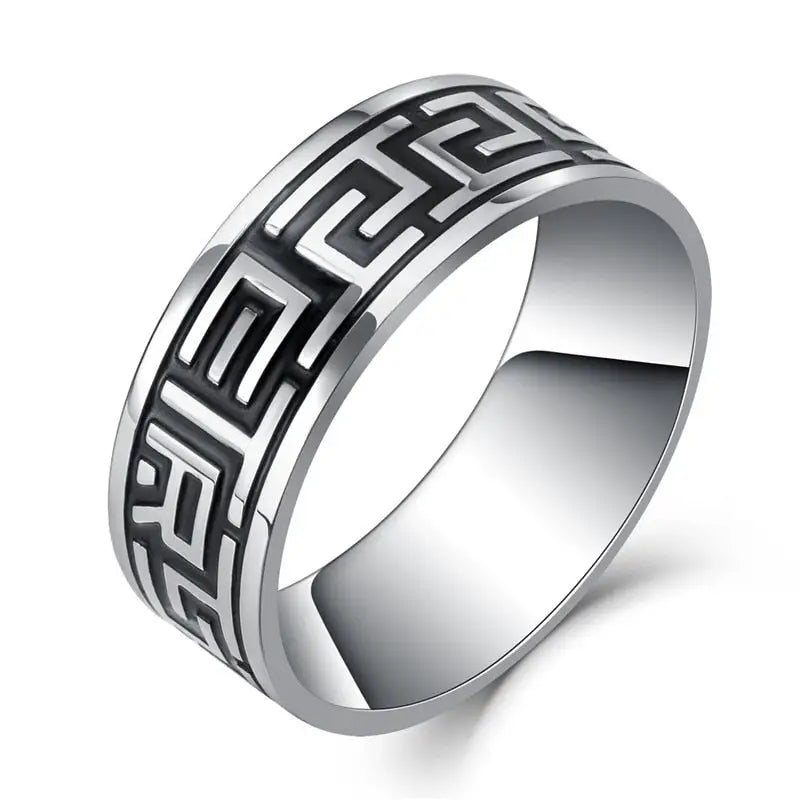 Buddhist Grounding Ring Stainless Steel 8mm Adjustable | Spiritual Meditation Jewelry | Buddhive