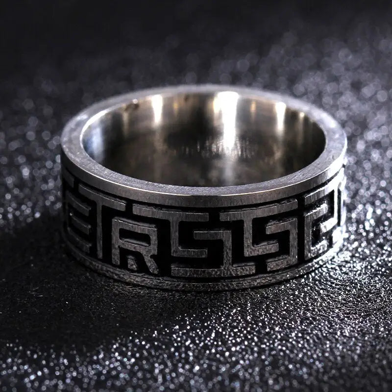 Buddhist Grounding Ring Stainless Steel 8mm Adjustable | Spiritual Meditation Jewelry | Buddhive