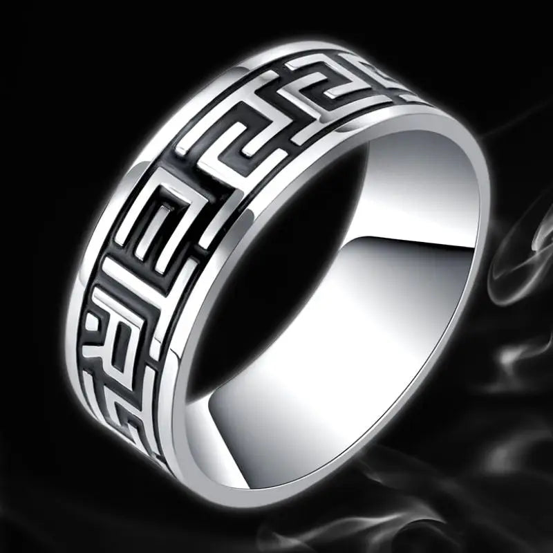 Buddhist Grounding Ring Stainless Steel 8mm Adjustable | Spiritual Meditation Jewelry | Buddhive