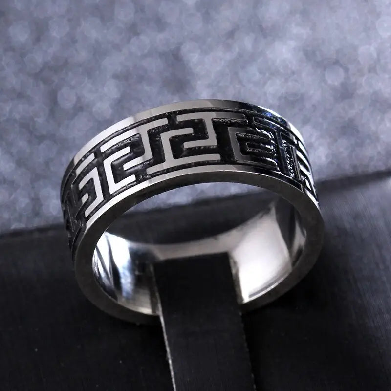 Buddhist Grounding Ring Stainless Steel 8mm Adjustable | Spiritual Meditation Jewelry | Buddhive