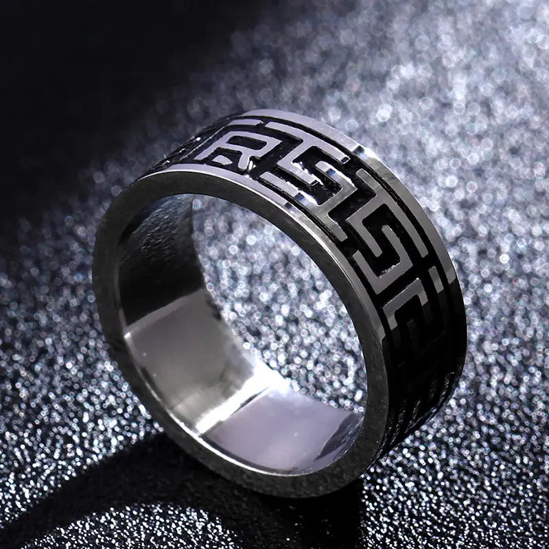 Buddhist Grounding Ring Stainless Steel 8mm Adjustable | Spiritual Meditation Jewelry | Buddhive