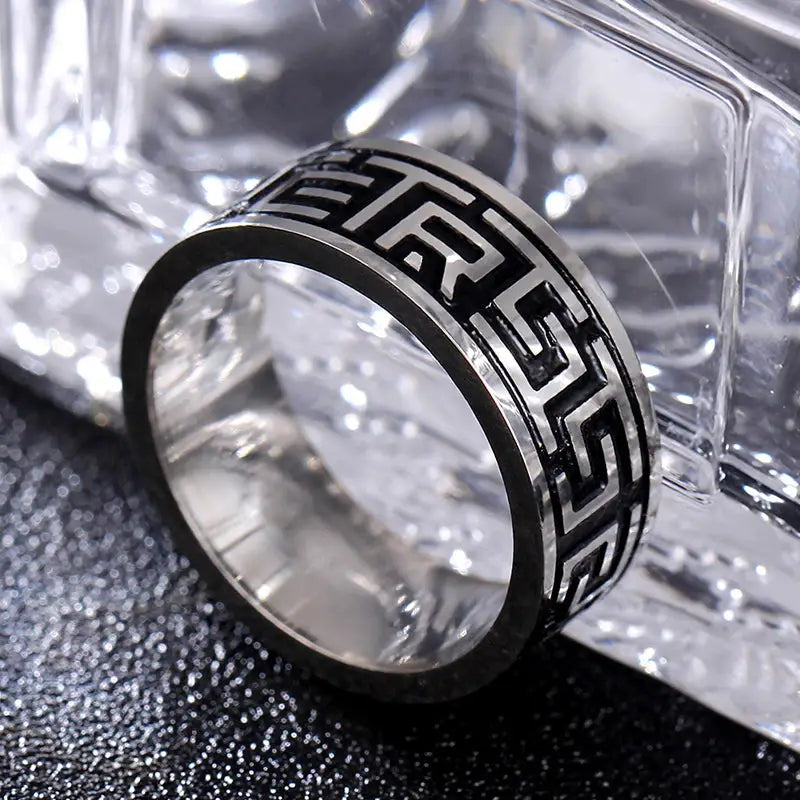 Buddhist Grounding Ring Stainless Steel 8mm Adjustable | Spiritual Meditation Jewelry | Buddhive