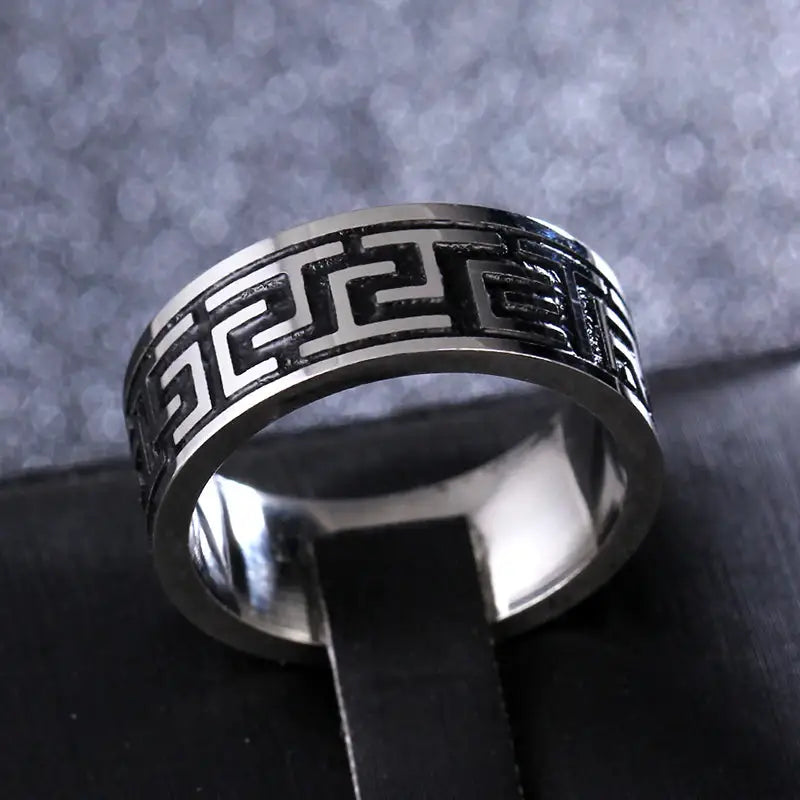 Buddhist Grounding Ring Stainless Steel 8mm Adjustable | Spiritual Meditation Jewelry | Buddhive