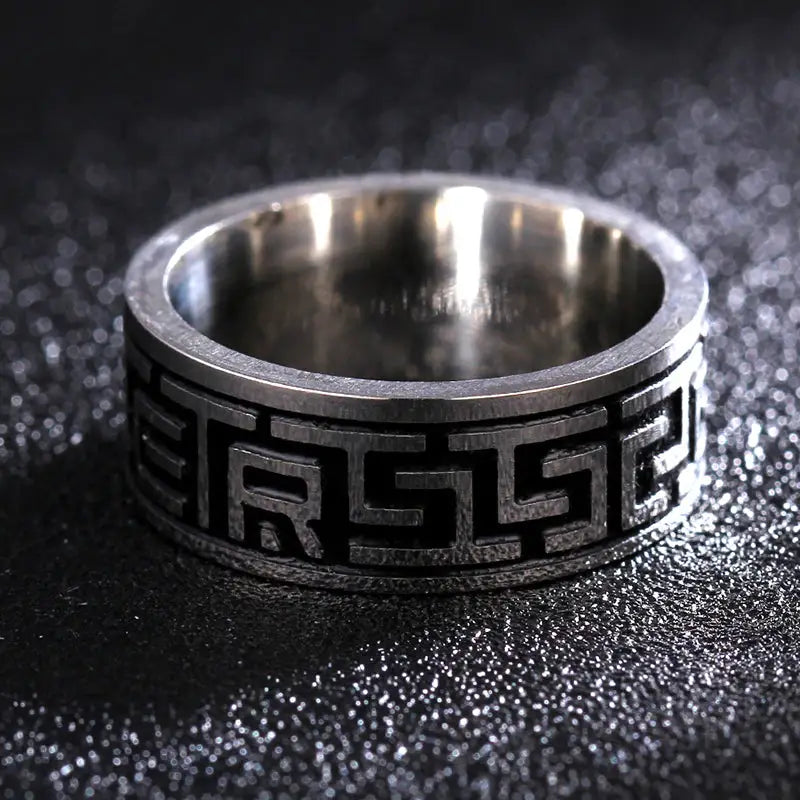Buddhist Grounding Ring Stainless Steel 8mm Adjustable | Spiritual Meditation Jewelry | Buddhive