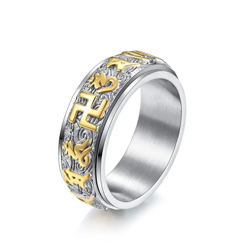 Buddhist Mantra Ring Sterling Silver - Spinner Meditation Ring for Anxiety Relief | Buddhive