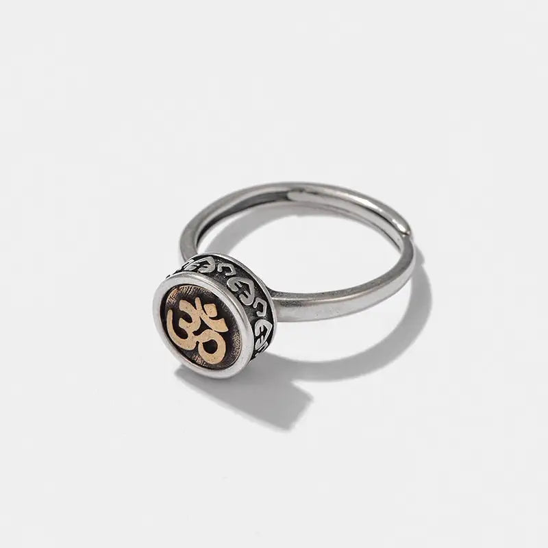 Spinning Om Ring Buddhist Adjustable Vintage Band - Meditation Prayer Jewelry | Buddhive