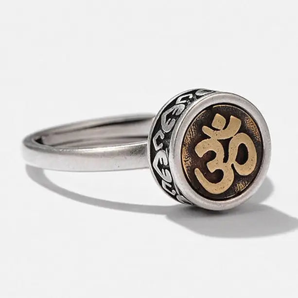 Spinning Om Ring Buddhist Adjustable Vintage Band - Meditation Prayer Jewelry | Buddhive