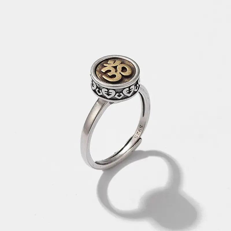 Spinning Om Ring Buddhist Adjustable Vintage Band - Meditation Prayer Jewelry | Buddhive