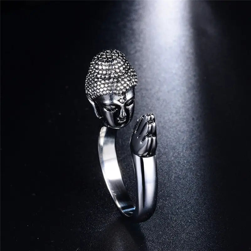 Buddha Prayer Ring Stainless Steel - Praying Buddha Design - Spiritual Jewelry | Buddhive