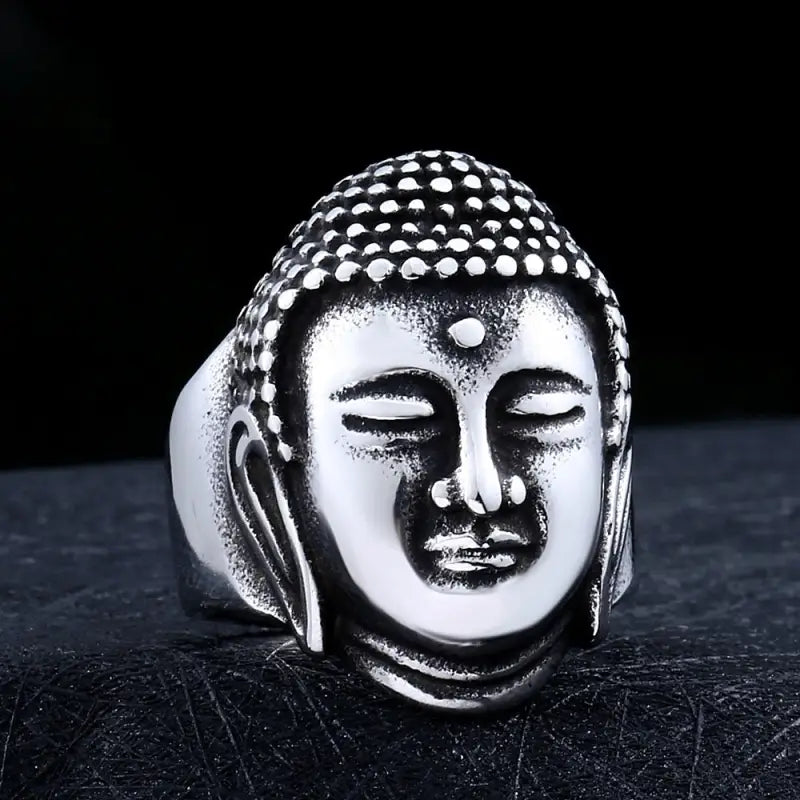 Buddha Head Ring Stainless Steel - Buddhist Spiritual Jewelry for Men & Women | Buddhive