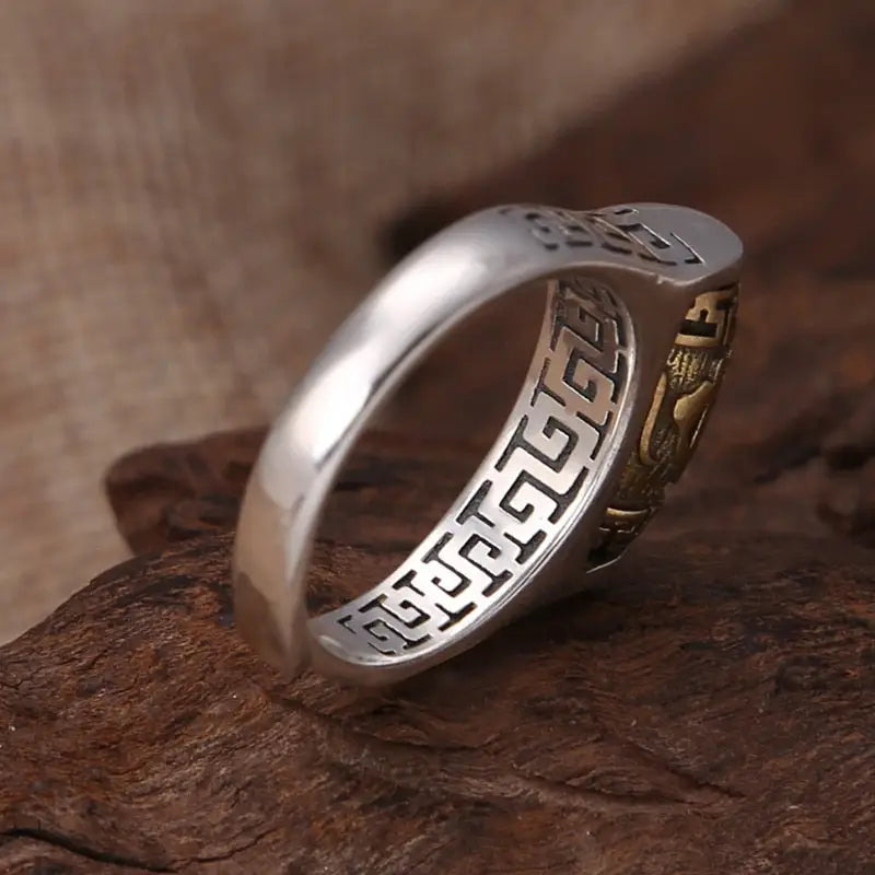 Tibetan Spinner Ring 925 Silver Adjustable Buddhist Prayer Ring | Buddhive