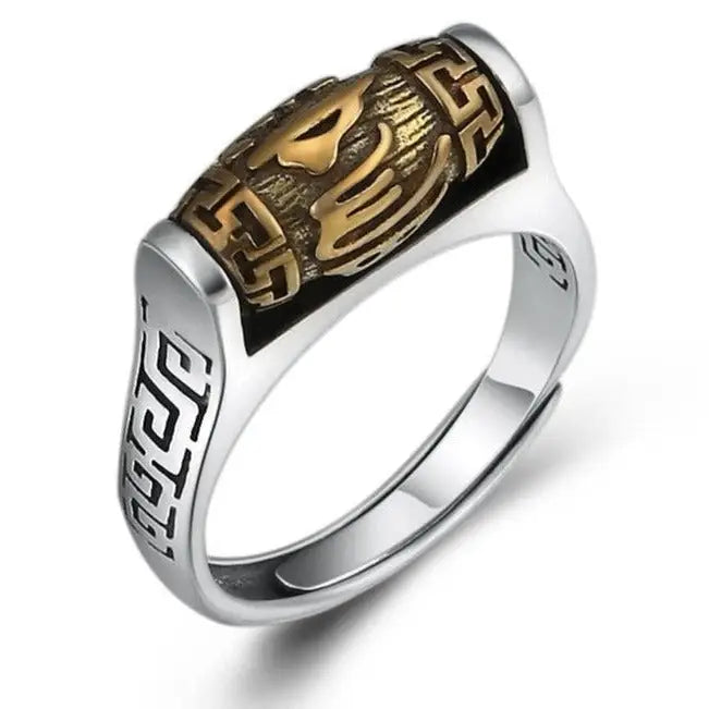 Tibetan Spinner Ring 925 Silver Adjustable Buddhist Prayer Ring | Buddhive