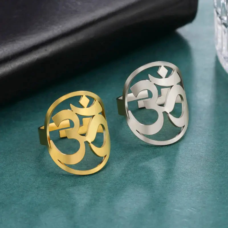 Om Ring Yoga Stainless Steel - Buddhist Symbol Meditation Jewelry Gold & Silver | Buddhive