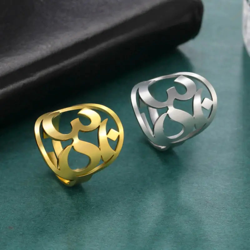 Om Ring Yoga Stainless Steel - Buddhist Symbol Meditation Jewelry Gold & Silver | Buddhive
