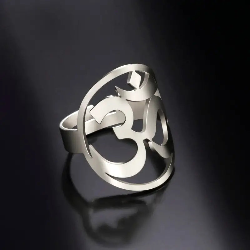 Om Ring Yoga Stainless Steel - Buddhist Symbol Meditation Jewelry Gold & Silver | Buddhive