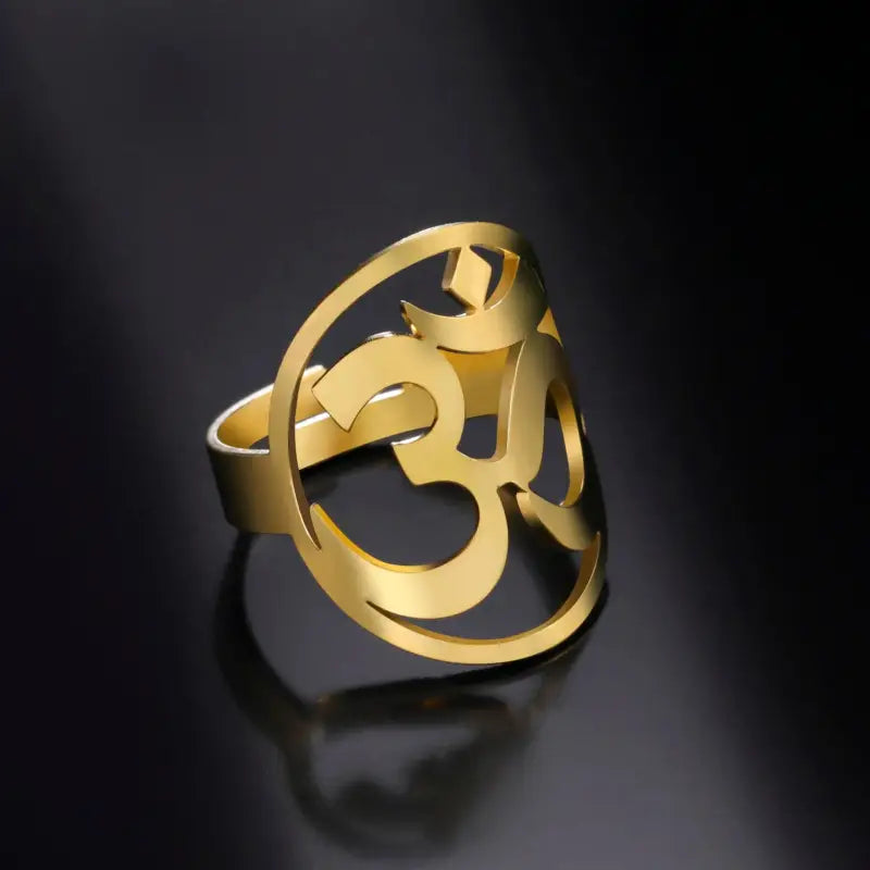 Om Ring Yoga Stainless Steel - Buddhist Symbol Meditation Jewelry Gold & Silver | Buddhive