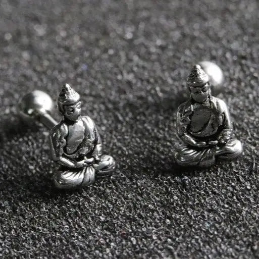 Buddha Earrings Antique Gold Zinc Alloy - Meditation Dangle Style 5cm | Buddhive