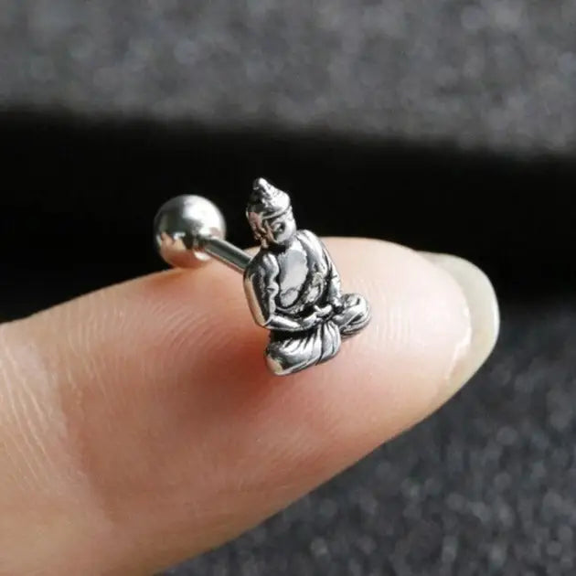 Buddha Earrings Antique Gold Zinc Alloy - Meditation Dangle Style 5cm | Buddhive