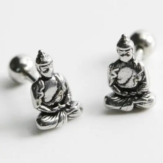 Buddha Earrings Antique Gold Zinc Alloy - Meditation Dangle Style 5cm | Buddhive